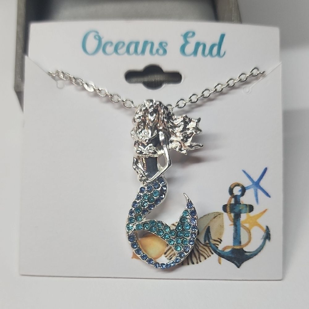 Silver and Blue Mermaid Pendant Necklace